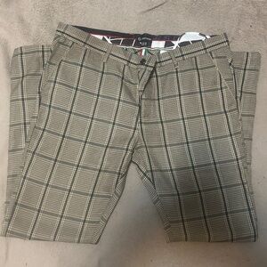 Green and Tan Lightweight Breathable Plaid Pattern Dress Pants- Sartorino